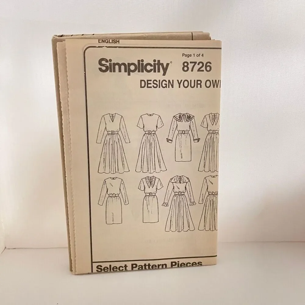 #8726 Simplicity Misses Dress With Slime or Flared Skirt Sewing Pattern Size 12-